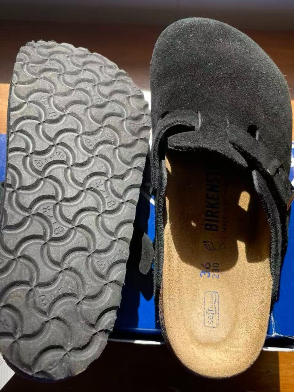 Birkenstock Boston Soft Footbed Black Suede 36 (US women 5.5), Regular Fit